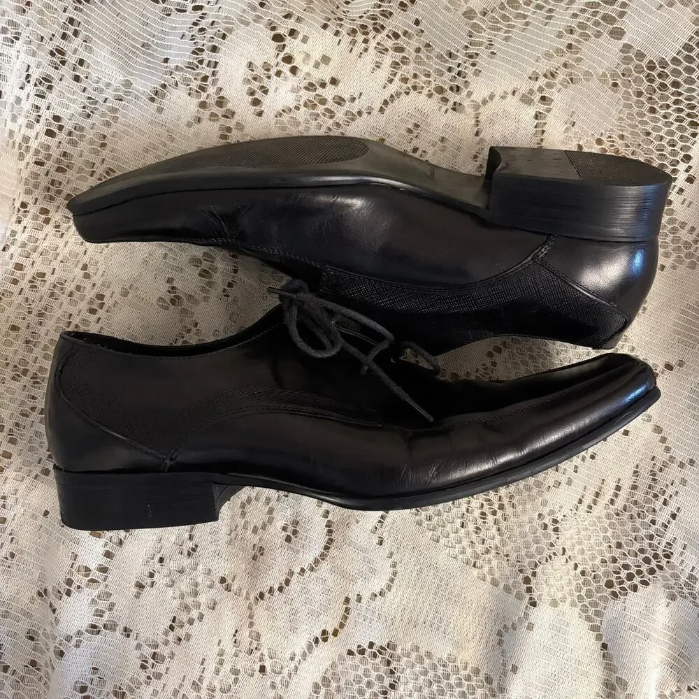 Kenneth Cole New York Men's US 9 M Black Leather Oxfords Shoes